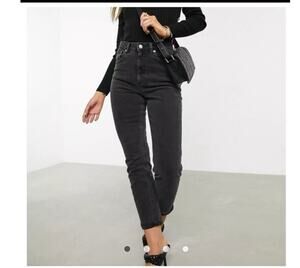 ASOS Farleigh High Rise Slim Fit Washed Black Jeans size 26